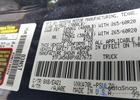 2023 Toyota Tundra Limited from USA, damaged, VIN 5TFJA5AB8PX027673